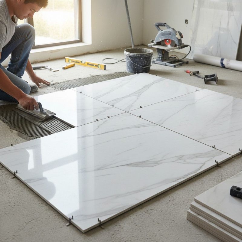 Travertine Floor Installation detail